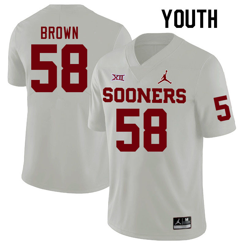 Youth #58 Spencer Brown Oklahoma Sooners College Football Jerseys Stitched-White